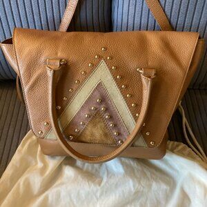 Iacucci Made in Italian Leather Handbag with Studded Design-Chic & Edgy